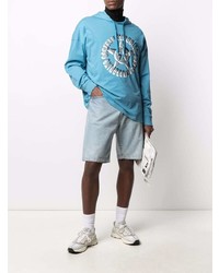 Мужской голубой худи с принтом от Moschino