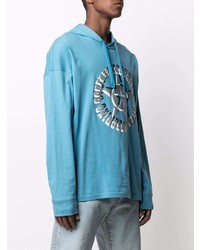 Мужской голубой худи с принтом от Moschino