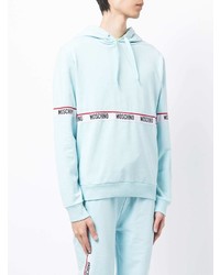 Мужской голубой худи с принтом от Moschino