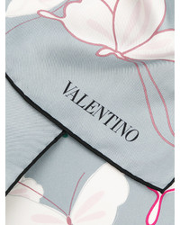 Женский голубой шарф с принтом от Valentino