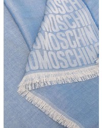 Мужской голубой шарф с принтом от Moschino
