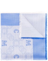 Женский голубой шарф с принтом от MCM