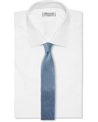 Мужской голубой шелковый вязаный галстук от Burberry