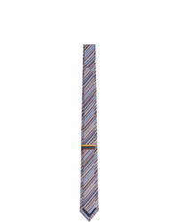 Мужской голубой шелковый галстук в горизонтальную полоску от Paul Smith