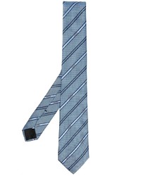 Мужской голубой шелковый галстук в горизонтальную полоску от Moschino