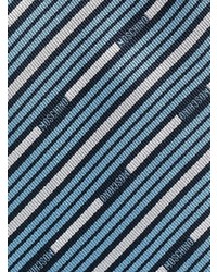 Мужской голубой шелковый галстук в горизонтальную полоску от Moschino