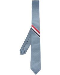 Мужской голубой шелковый галстук в горизонтальную полоску от Thom Browne