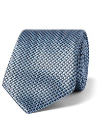 Мужской голубой шелковый галстук с геометрическим рисунком от Brioni