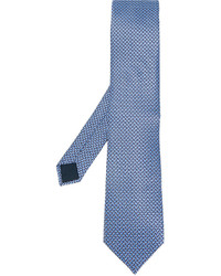 Мужской голубой шелковый галстук с геометрическим рисунком от Lanvin