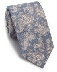 Голубой шелковый галстук с "огурцами"