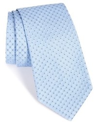 Голубой шелковый галстук с принтом
