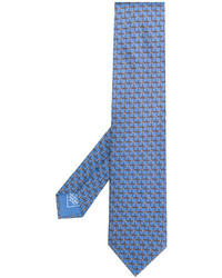 Мужской голубой шелковый галстук с принтом от Brioni