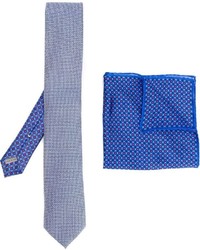 Мужской голубой шелковый галстук с принтом от Canali