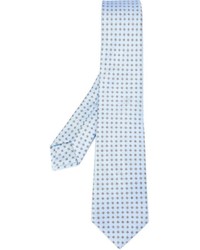 Мужской голубой шелковый галстук с цветочным принтом от Kiton