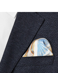 Голубой шелковый нагрудный платок с принтом от Rubinacci
