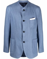 Мужской голубой шелковый пиджак от Kiton