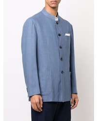 Мужской голубой шелковый пиджак от Kiton