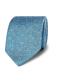 Голубой шелковый плетеный галстук