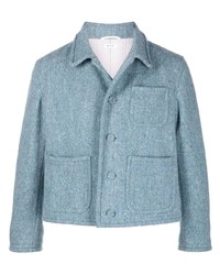 Мужской голубой шерстяной вязаный пиджак от Thom Browne