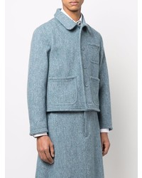 Мужской голубой шерстяной вязаный пиджак от Thom Browne