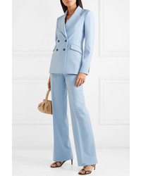Женский голубой шерстяной двубортный пиджак от Gabriela Hearst
