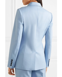 Женский голубой шерстяной двубортный пиджак от Gabriela Hearst