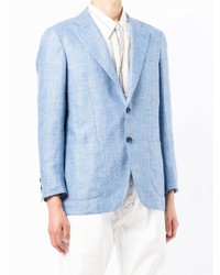 Мужской голубой шерстяной пиджак от Kiton
