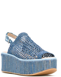 Голубые босоножки на танкетке от Robert Clergerie