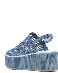 Голубые босоножки на танкетке от Robert Clergerie