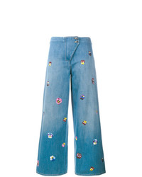 Голубые брюки-кюлоты с вышивкой от Christopher Kane