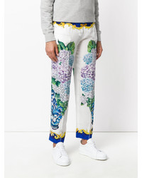 Женские голубые брюки с принтом от Dolce & Gabbana