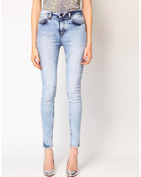 Голубые вареные джинсы скинни от Just Female