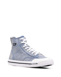 Мужские голубые высокие кеды из плотной ткани от Diesel