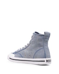 Мужские голубые высокие кеды из плотной ткани от Diesel