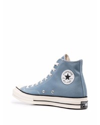 Мужские голубые высокие кеды от Converse