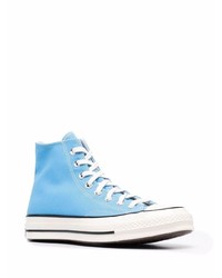 Мужские голубые высокие кеды от Converse