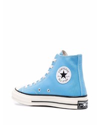 Мужские голубые высокие кеды от Converse