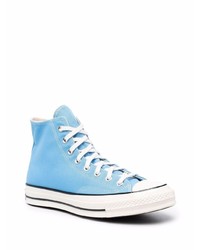 Мужские голубые высокие кеды от Converse