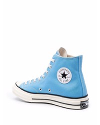 Мужские голубые высокие кеды от Converse