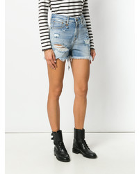 Женские голубые джинсовые рваные шорты от R13