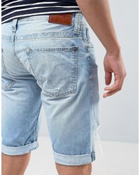 Мужские голубые джинсовые рваные шорты от Pepe Jeans