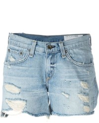 Женские голубые джинсовые рваные шорты от Rag & Bone