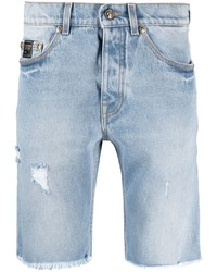 Мужские голубые джинсовые рваные шорты от VERSACE JEANS COUTURE