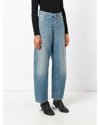 Голубые джинсовые широкие брюки от MM6 MAISON MARGIELA