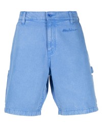 Мужские голубые джинсовые шорты с вышивкой от Moschino
