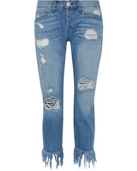 Женские голубые джинсы c бахромой от 3x1