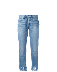 Женские голубые джинсы c бахромой от 3x1