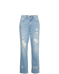 Голубые джинсы-бойфренды с вышивкой от Frame Denim