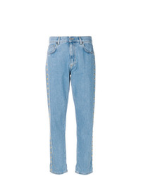 Голубые джинсы-бойфренды от Moschino