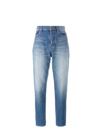 Голубые джинсы-бойфренды от Saint Laurent